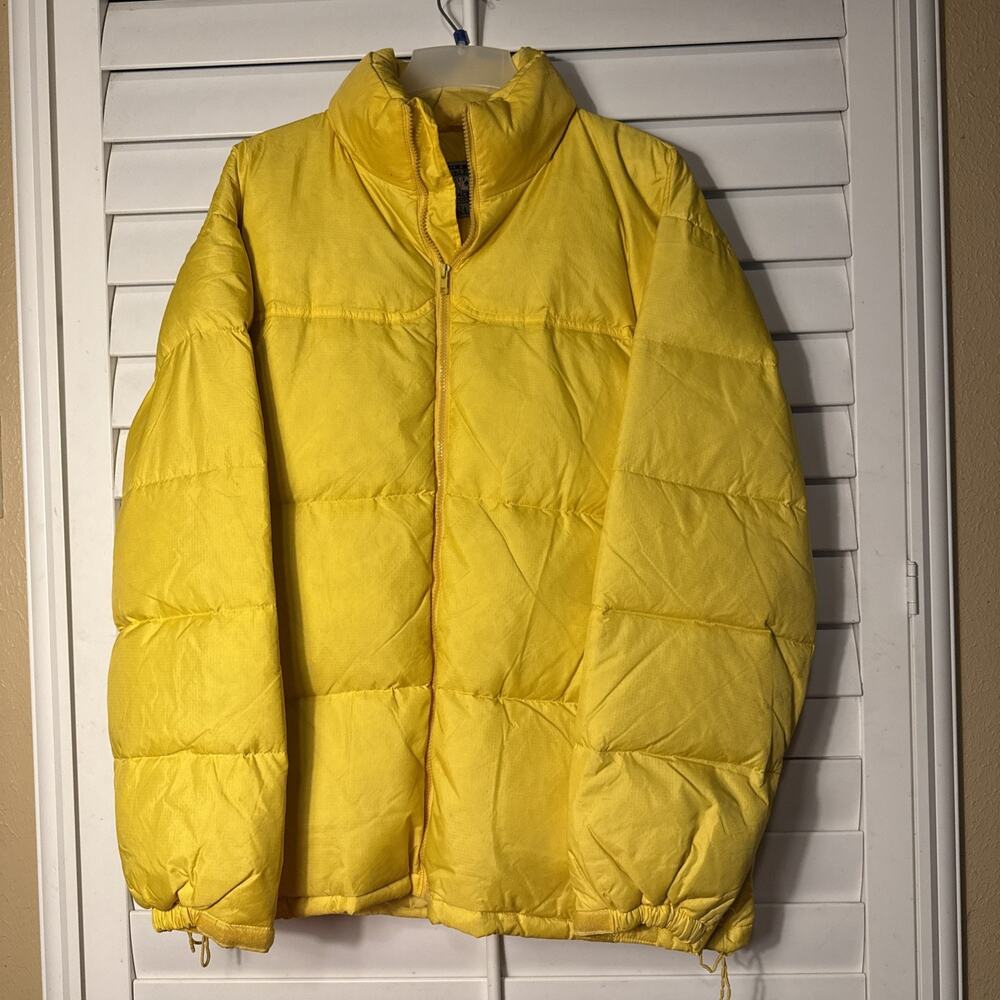 Steve and Barrys Yellow Double down Puffer jacket Feathers Down Mens Sz XL